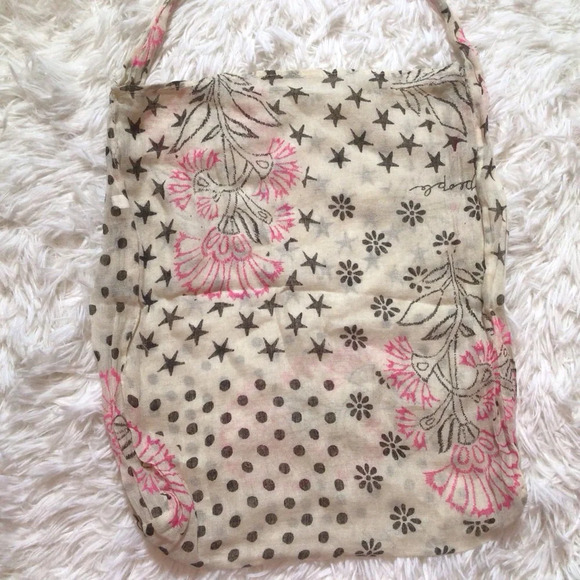 Free People boho bag Y2K FP sling reusable hobo linen feel lightweight floral UO - Picture 3 of 3